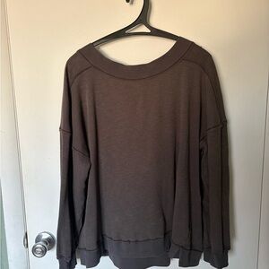 Free People Charcoal Grey Open Back Knit Sweater
